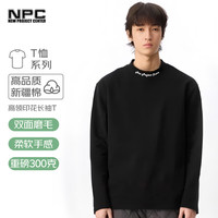 NPC 男士领口logo双面碳素磨毛半高领印花长袖T打底衫 红人衣橱