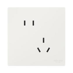德力西 开关插座面板 哑光磨砂大板家用86型超薄墙壁电源开关CD295汉玉白 斜五孔插座