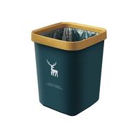 移动端、京东百亿补贴：双艺 家用垃圾桶卧室方形厨房卫生间客厅简约无盖压圈大号纸篓垃圾筒 蓝黄撞色-小鹿中号特價款