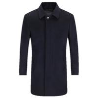 雅戈尔（YOUNGOR）大衣男单排扣外套修身版商务大衣羊毛羊绒混纺面料羽绒内胆大衣 藏青 175/96A