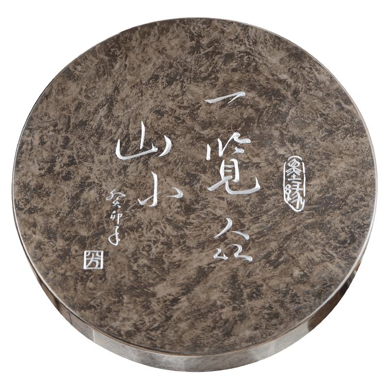 斑锡·龙纯锡望岳茶饼盒茶叶罐锡罐大号密封储存罐357g白茶普洱包装收纳