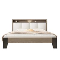 迎裕财实木1.8m软包双人床主卧现代简约单人出租屋床 橡木灰软包床【加厚跑量款】 1.8*2米框架结构【促销款】