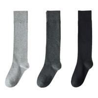 卡拉美拉（Caramella）袜子女春秋季小腿袜长筒及膝袜JK袜子高筒纯棉袜显瘦显高美腿长袜 【微压显瘦】中灰+深灰+黑色 3双 均码