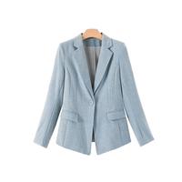 晚白2025春季西装外套修身淑女通勤百搭长袖职业西服女 蓝色 S