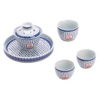 苏氏陶瓷（SUSHI CERAMICS）国潮青花茶具套组心经盖碗主人杯茶杯功夫茶具