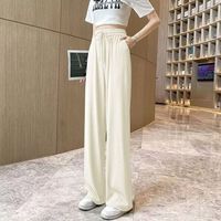 壹号凤 2025夏季薄款冰丝阔腿裤 杏色