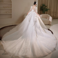 红妆饰佳 婚纱2025新款新娘法式重工高级质感仪式迎宾拖尾在逃公主蕾丝主纱