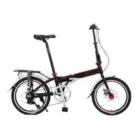 BATTLE 邦德富士达 折叠自行车男女士20寸铝合金禧玛诺7级变速碟刹超轻迷你学生单车 消光黑红 20英寸