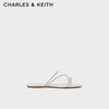 CHARLES & KEITH CHARLES&KEITH24春季方头亮钻细带外穿平底拖鞋CK1-70381036 White白色 35