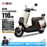 爱玛 电动摩托车辉腾72V21.8Ah大功率蓝牙智能App电动车续航110km 茶白/黑