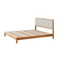 小半家具樱桃实木真皮床日式小户型主卧双人床1.8米2米 稳稳真皮床 1.5*2米【复古黄】科技皮软包床