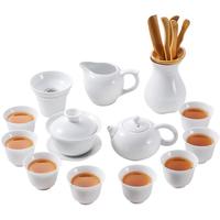 润养羊脂玉功夫茶具套装家用整套中国白瓷茶具茶道陶瓷办公室茶壶茶杯 A款 羊脂玉德化白瓷15件套