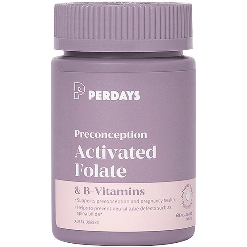 PERDAYS孕期活性叶酸备孕早期营养女士2月用量60片维生素b