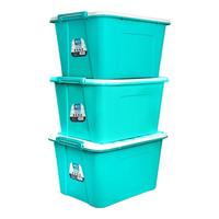 CHAHUA 茶花 悦巧系列 28100 带滑轮收纳箱 58L*3个 绿色