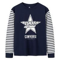 Converse匡威童装男童长袖T恤2025春季中大童纯棉拼接袖打底衫上衣 藏青蓝 150 /72 【身高140-152cm】