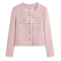 她享短外套女小香风外套短款法式气质高级感精致外搭上衣女 T13KF3595 粉色 XL