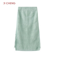 Ji Cheng原创设计半身裙 薄荷曼波风裙子 流苏夏裙直筒旗袍半裙女