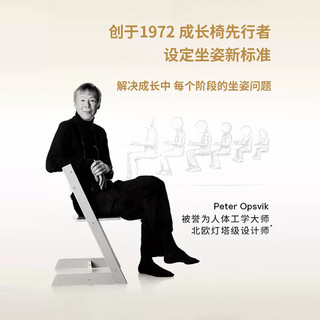 STOKKE成长椅TrippTrapp儿童成长椅坐椅+新生婴儿套件组合两件套 白色