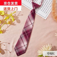 宝秀妍 jk小领带女学院风格子懒人日系制服衬衫领结学院风领带免打领带 草莓红领带 红色