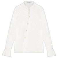 VEGA CHANG新中式衬衫女2025年春季设计感小众提花袢扣长袖衬衣 云锦白 S