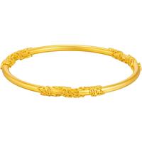 中国珠宝三八38黄金手镯足金闭口女款繁花似锦