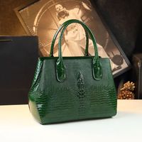 酷奇袋鼠 女士手提包2023夏季新款时尚大气鳄鱼纹休闲百搭女士手提包 墨绿色