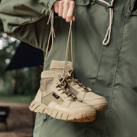 野外徒步鞋男女同款中帮防沙防滑透气登山鞋户外鞋专业沙漠战术靴 深卡其布色(vibram,V底授权) 44