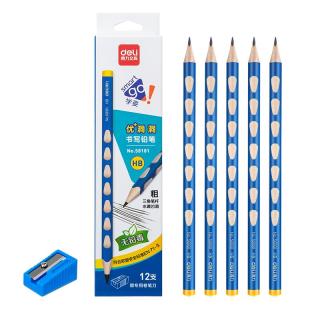 得力 58181 三角杆洞洞铅笔 蓝色 HB 12支装