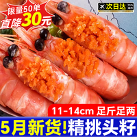 渔哥头等舱 北极甜虾冰虾特大号头籽北极熊北极虾非刺身腹籽新生鲜即食旗舰店