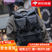 Subcrew 通勤骑行双肩包潮牌机能旅行背包大容量电脑书包男士 黑色