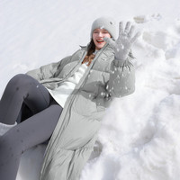 三彩2024冬季臻暖鹅绒服长款羽绒服插肩袖保暖面包服简约女 寂静灰 XS 150/76A