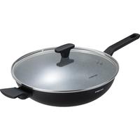 LINKFAIR 凌丰 麦饭石色不粘锅炒锅多功能少油烟炒菜锅平底电磁炉通用 黑色柄炒锅 32cm