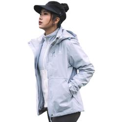 骆驼 Tex户外御寒冲锋衣男女同款防油污外套三合一登山服  L 月光蓝，女