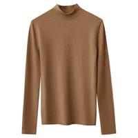 AMII2024秋冬简洁通勤基础款百搭半高领修身毛衣女显瘦长袖上衣 咖色 XL (170) 170/92A/XL