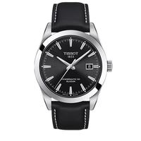 TISSOT 天梭 风度系列 T1274071605100 男士机械手表 40mm 黑盘 黑色皮质表带 圆形