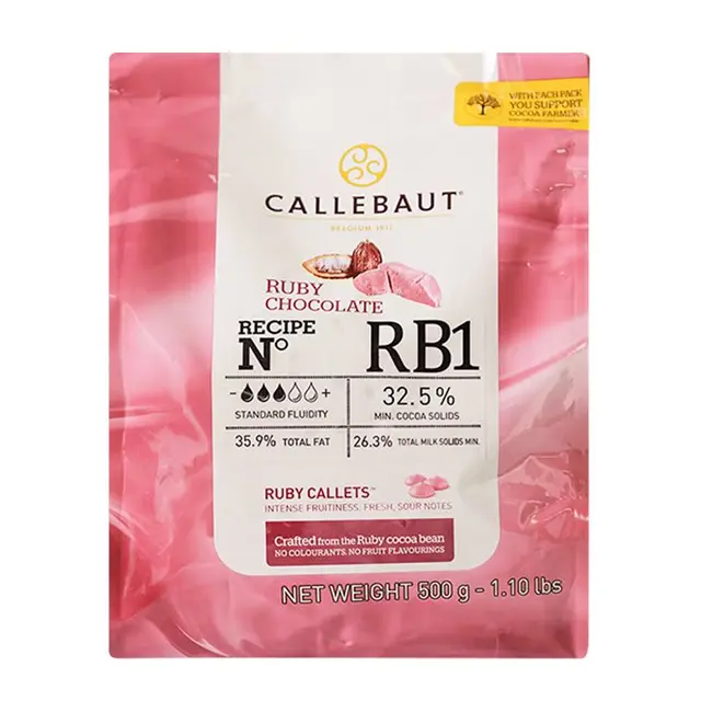嘉利宝巧克力粒500g 原装进口黑巧白牛奶可烘烤家用蛋糕甜点DIY烘焙原料 32.8%红宝石巧克力400g