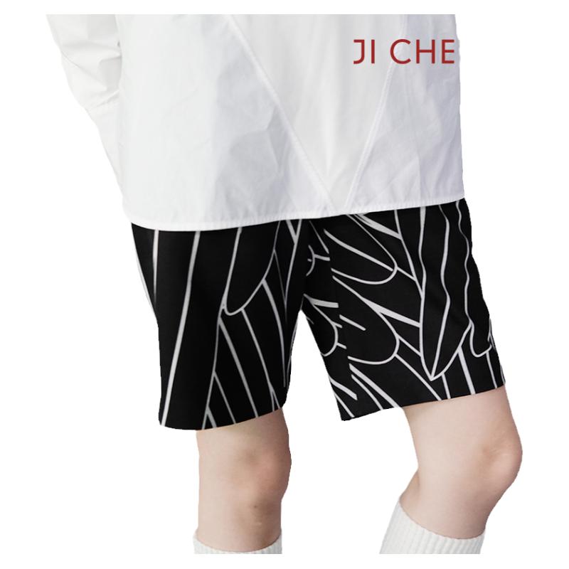 Ji Cheng设计师原创中性风百搭短裤亚麻五分裤黑色