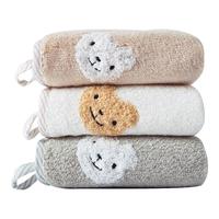 金号A类儿童毛巾纯棉100%洗脸小毛巾洗脸帕小孩毛巾女士面巾3条 【3条】棕+绿+浅棕