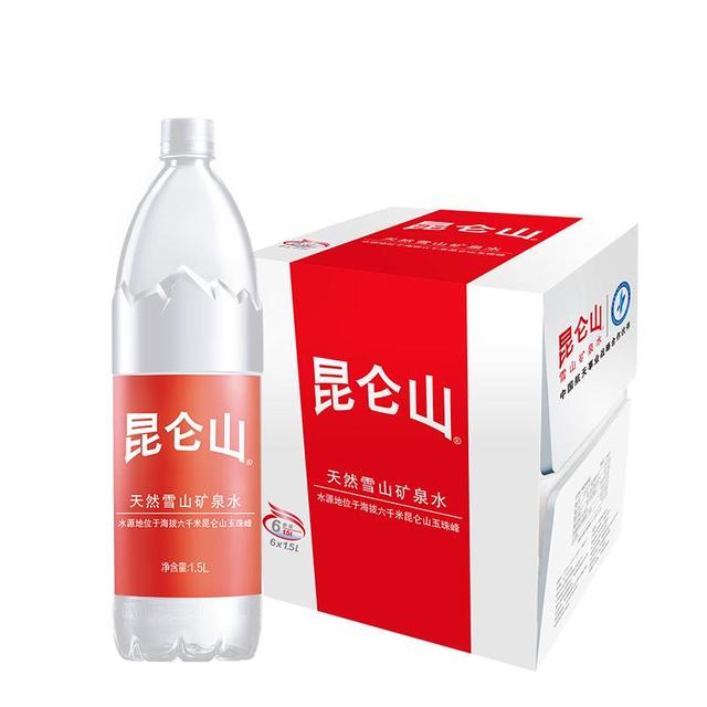 PLUS会员、今日必买：昆仑山 饮用天然雪山矿泉水 含锶弱碱性 1.5L*6瓶