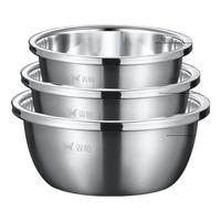 双枪 SUNCHA304不锈钢盆和面盆家用厨房加厚打蛋洗菜沥水篮漏盆汤盆铁盆 【中号：三件套】实盆24~28cm