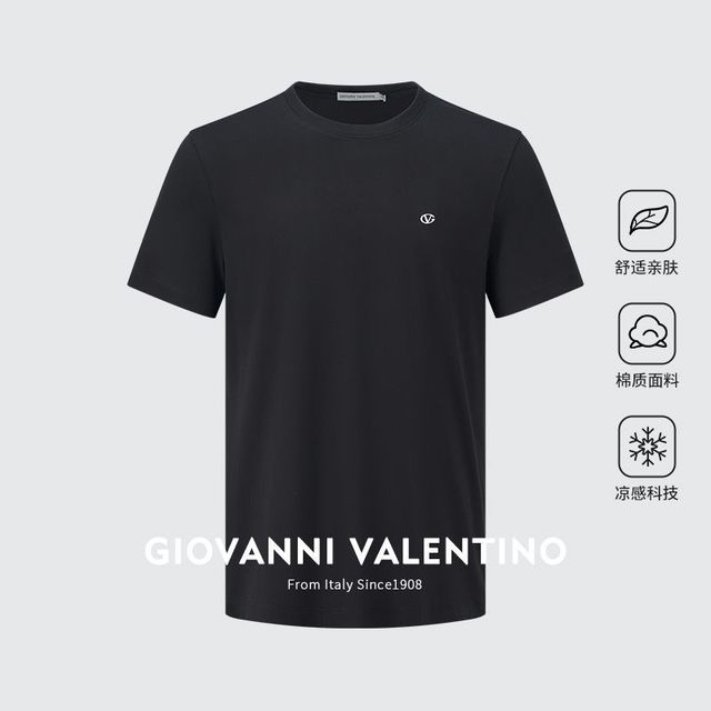 GIOVANNI VALENTINO 卓凡尼·华伦天奴 男士短袖圆领T恤 夏季透气抗菌