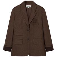 Teenie Weenie小熊西装外套女学院风复古撞色简约宽松西装外套女 卡其色 155/XS