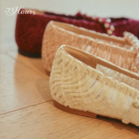 73Hours女鞋转角巴黎2025秋季织镂空鞋面平底纯色玛丽珍鞋单鞋 酒红 34