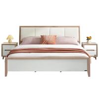 全友(QUANU)家居床双人床软包床屏北欧简约板木床实木边框121813A( 古典白A(窄尾档)1.5m