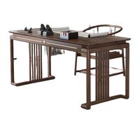 居克斯邦 轻奢新中式实木书桌 黑胡桃木书房家具办公桌台现代中式茶台茶桌 书桌（黑胡桃木）174*75*78.5cm 组装