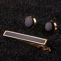 欧凡迪 ALLFOND 水晶领带夹钻领带夹男士领带夹结婚领带夹袖扣领带夹套装 金色洛克王子