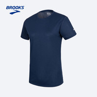 布鲁克斯（BROOKS）男女透气轻薄百搭简约舒适短袖跑步运动上衣T恤 【女款】深蓝 M