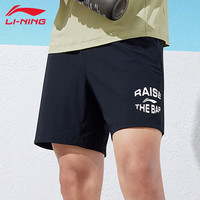李宁（LI-NING）运动短裤男夏季新品训练透气凉爽裤子系列男装短装运动裤五分裤 黑色-凉感速干 XL