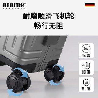 瑞德姆（REDURM）行李箱拉杆箱铝镁合金大容量箱高端旅行箱男登机箱密码箱万向轮 曜岩黑-豪华款航空级铝合金硬箱 20英寸 —可登机/适合短期出行