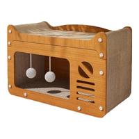 瓜洲牧猫抓板耐磨耐抓猫爪板猫窝四季通用猫屋沙发防抓猫咪玩具非不掉屑 双层双球升级款小号20斤内可睡